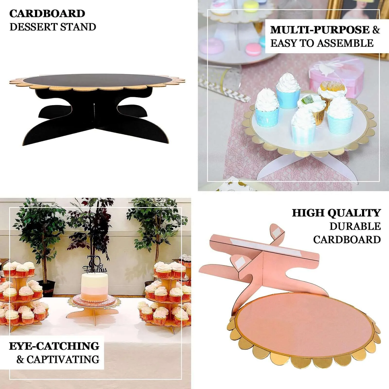 1-Tier Gold/Mint Cardboard Cupcake Dessert Cake Stand Holder 13"