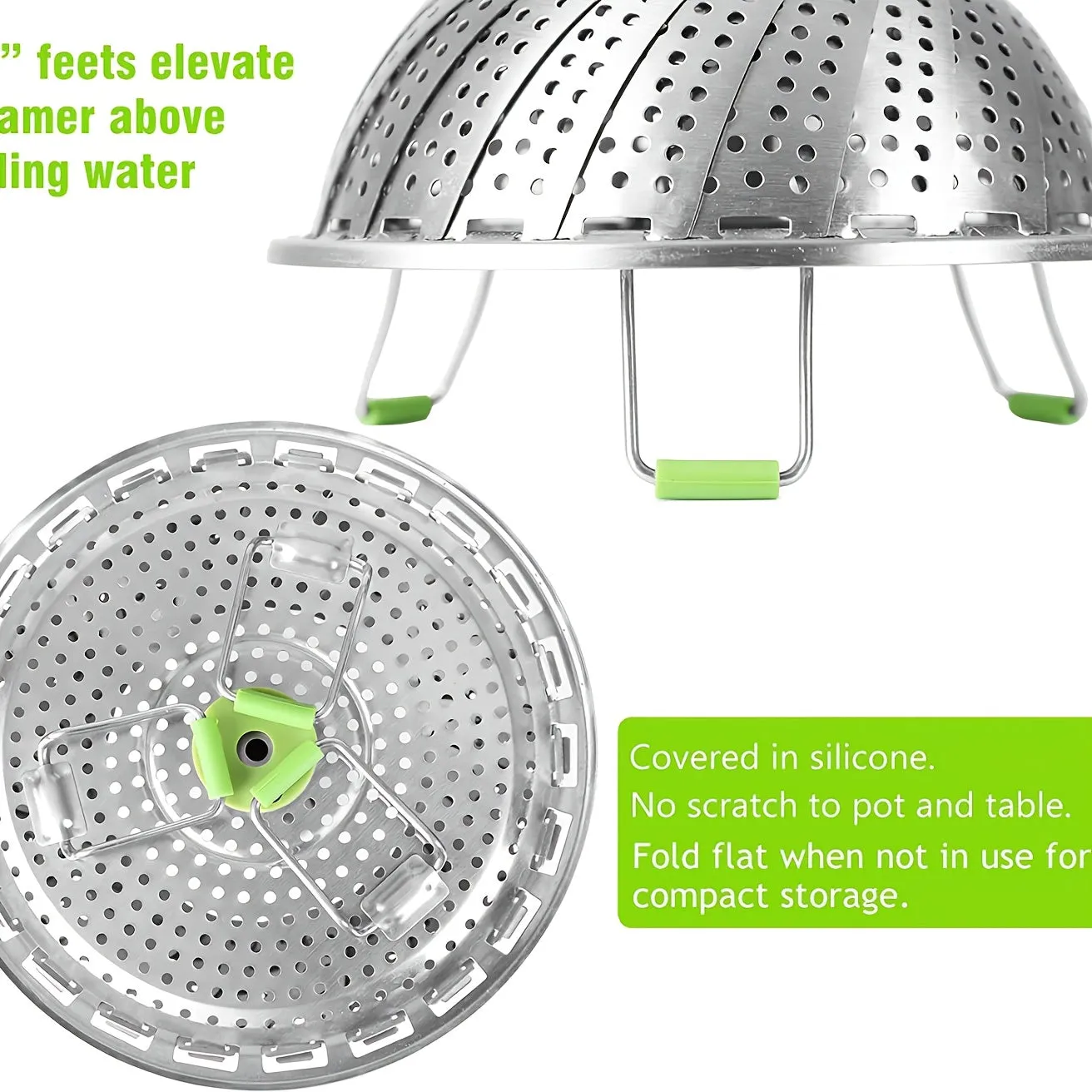 1pc Premium Foldable Stainless Steel Vegetable Steamer Basket - Effortlessly Cook & Lock Nutrients in Your Favorite Veggies with its Durable, Space-Saving Design - Perfect for Healthy Meals