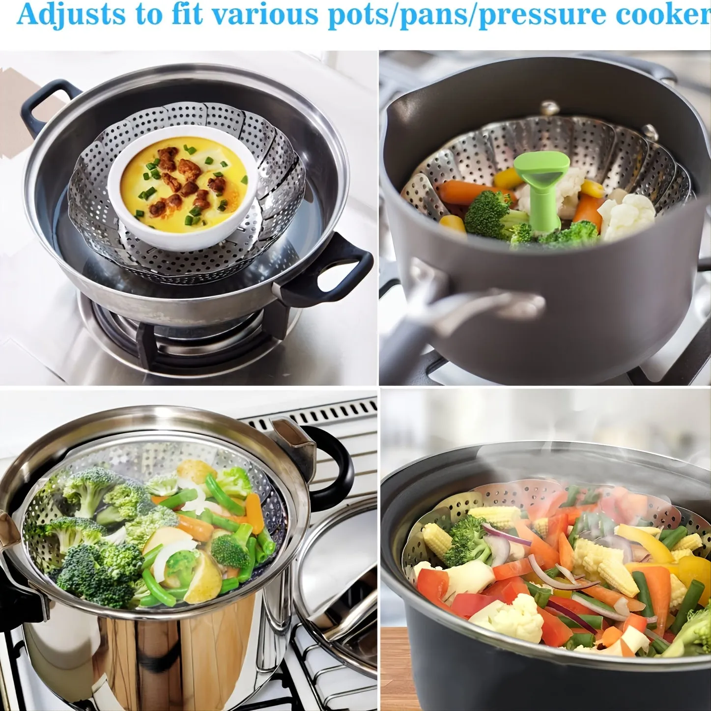 1pc Premium Foldable Stainless Steel Vegetable Steamer Basket - Effortlessly Cook & Lock Nutrients in Your Favorite Veggies with its Durable, Space-Saving Design - Perfect for Healthy Meals