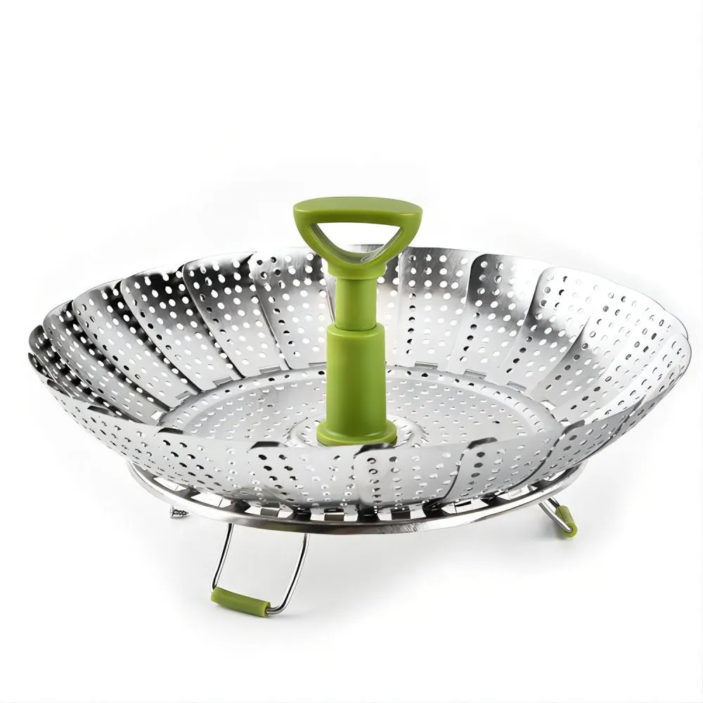 1pc Premium Foldable Stainless Steel Vegetable Steamer Basket - Effortlessly Cook & Lock Nutrients in Your Favorite Veggies with its Durable, Space-Saving Design - Perfect for Healthy Meals