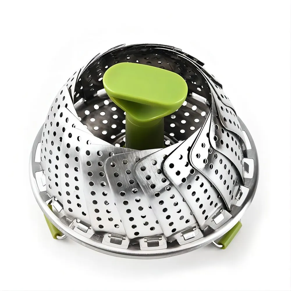 1pc Premium Foldable Stainless Steel Vegetable Steamer Basket - Effortlessly Cook & Lock Nutrients in Your Favorite Veggies with its Durable, Space-Saving Design - Perfect for Healthy Meals