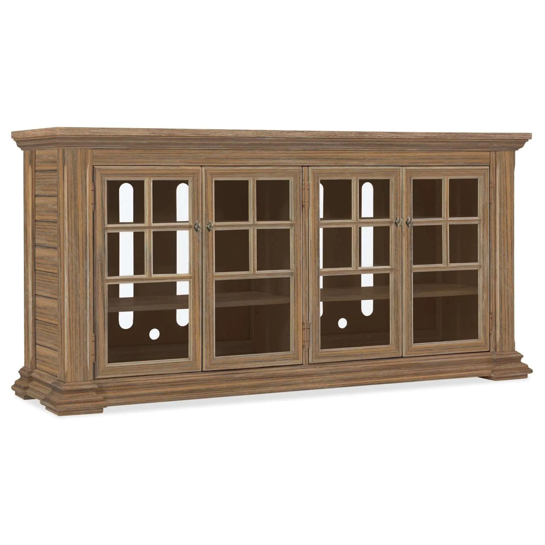 5644 Stylish 68-Inch Entertainment Console with Ventilated Shelves and Elegant White Finish