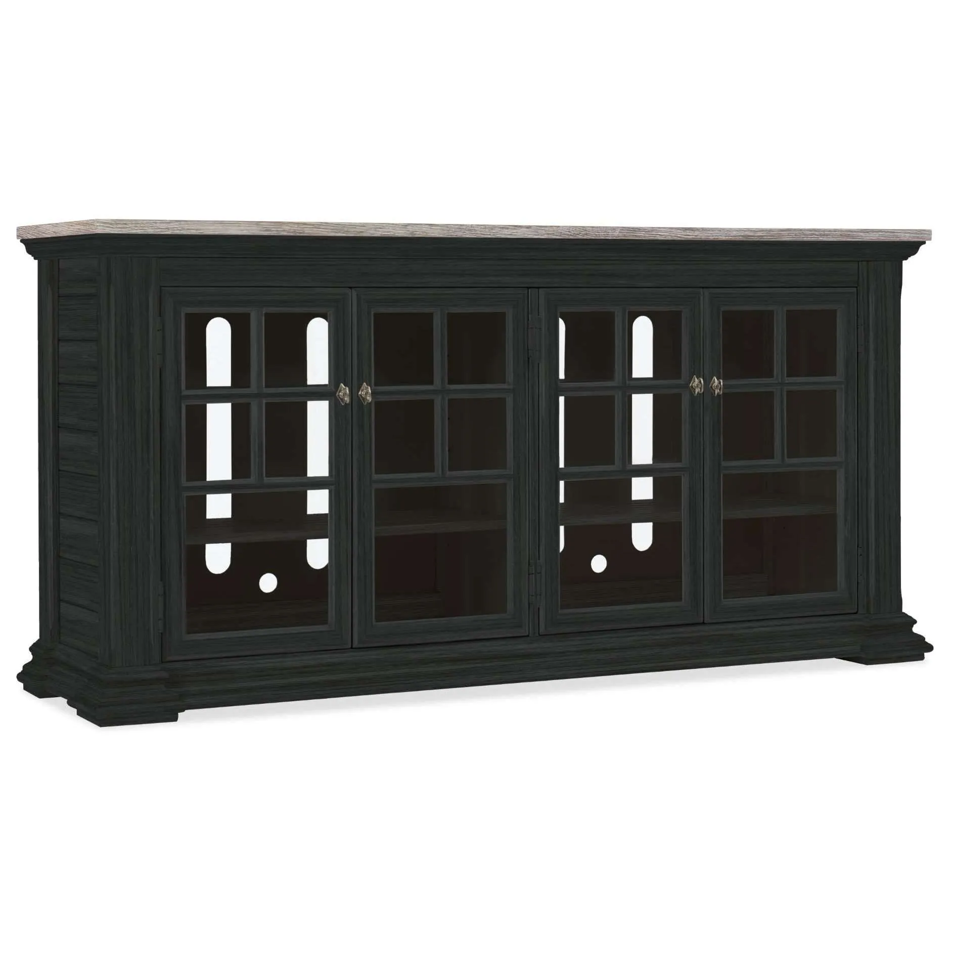 5644 Stylish 68-Inch Entertainment Console with Ventilated Shelves and Elegant White Finish