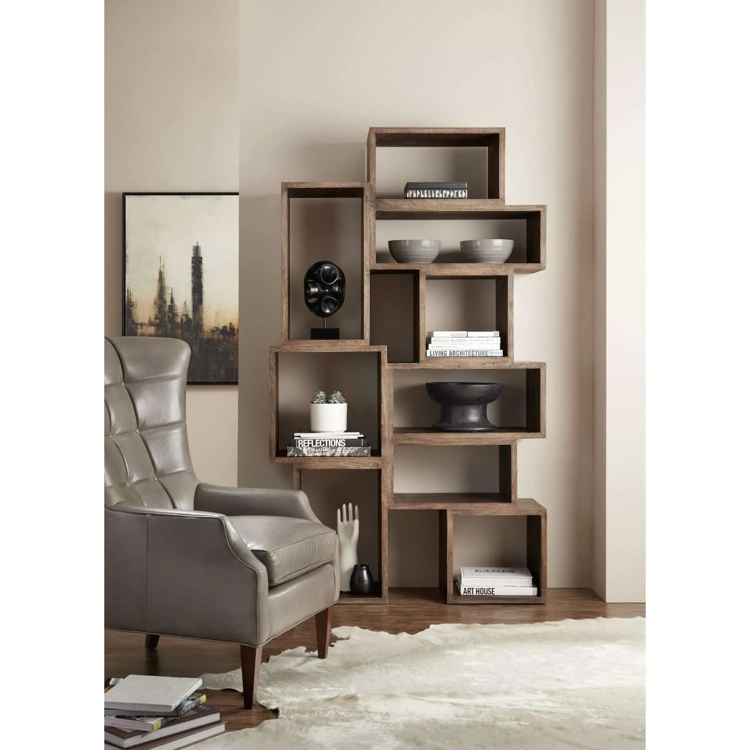 5681 Stylish Bookcase with Durable Mango Wood and Metal Frame | Perfect for Home Office Storage