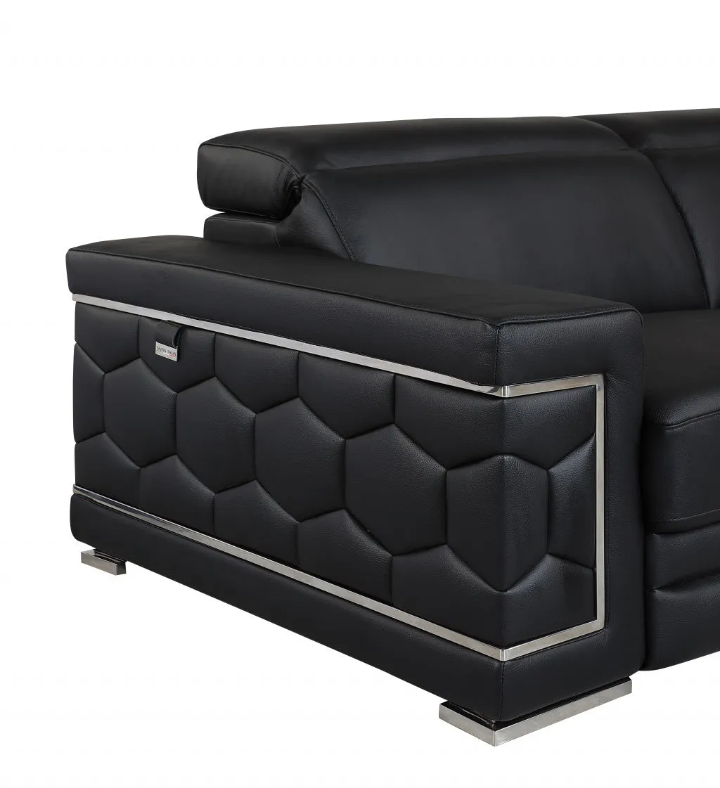 71" Sturdy Black Leather Loveseat By Homeroots