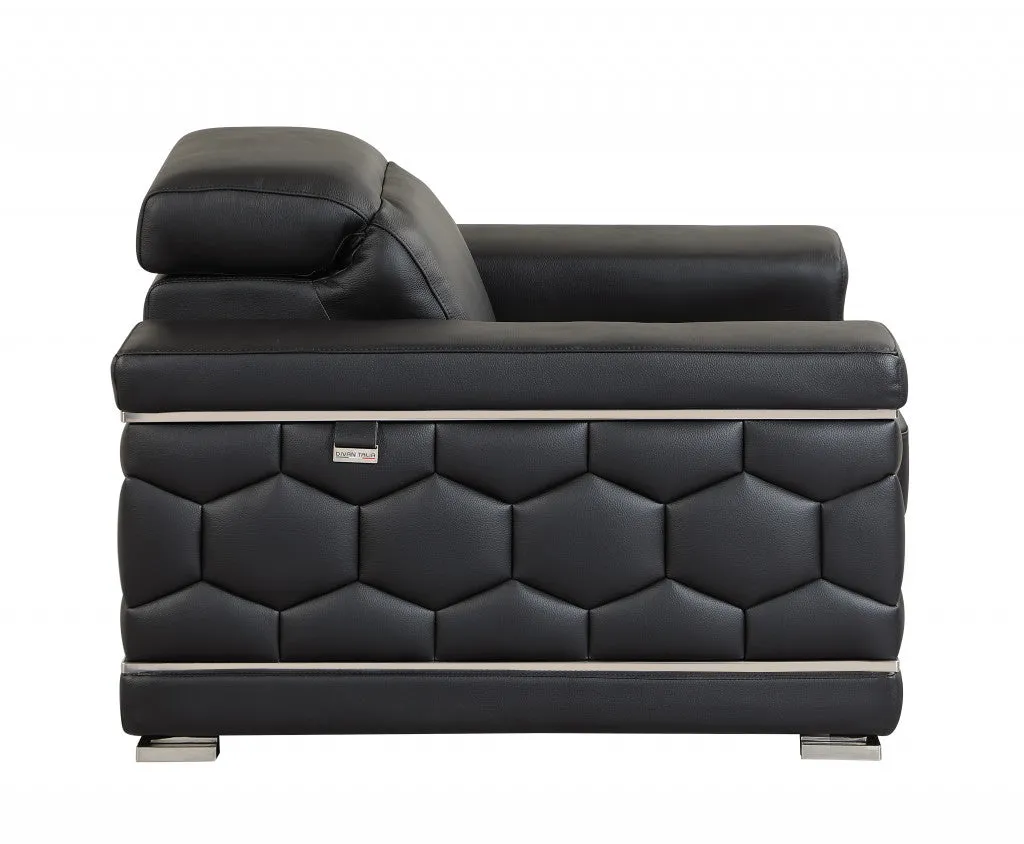 71" Sturdy Black Leather Loveseat By Homeroots
