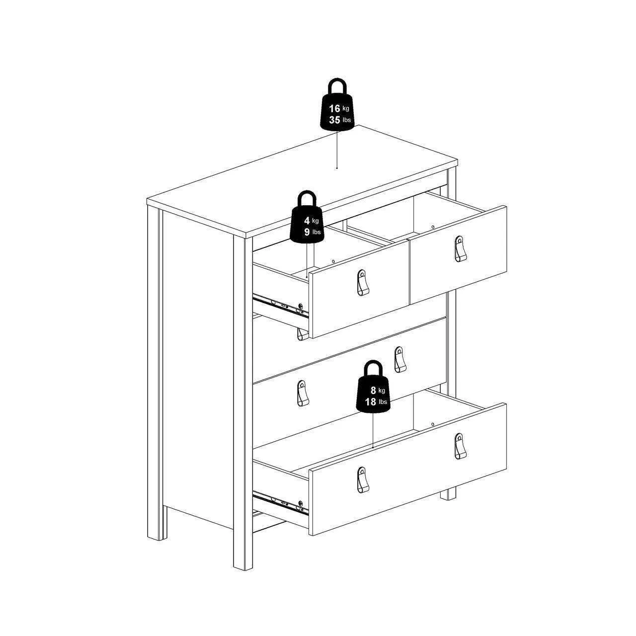Barcelona Chest 3 2 drawers in White