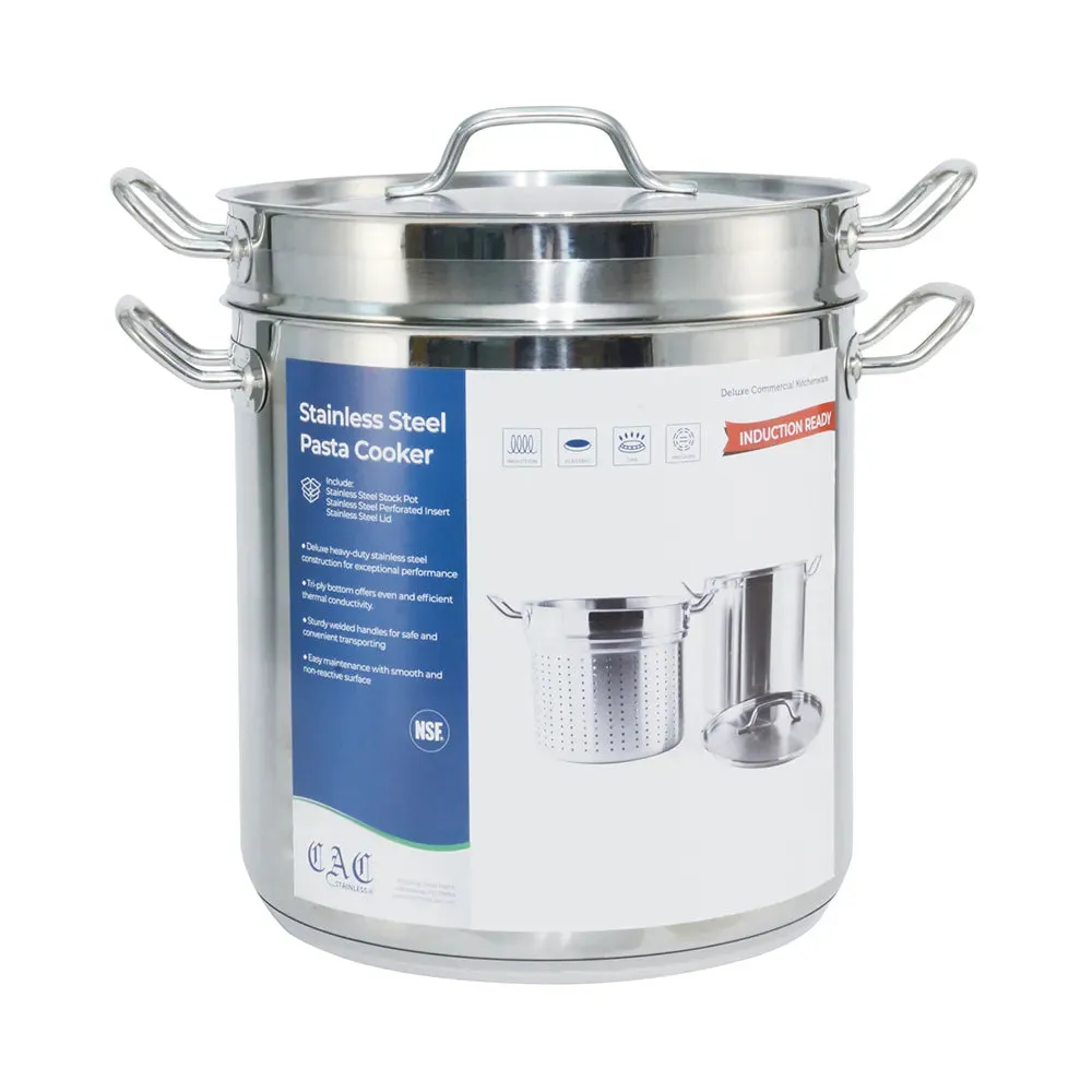 CAC China SPDB-20 11-3/4" X 11-3/8" Stainless Steel Pasta Cooker With Lid 20QT, Set