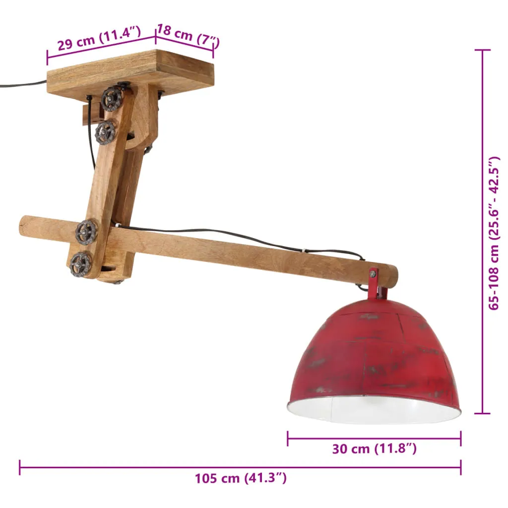 Ceiling Lamp 25 W Distressed Red 105x30x65-108cm E27