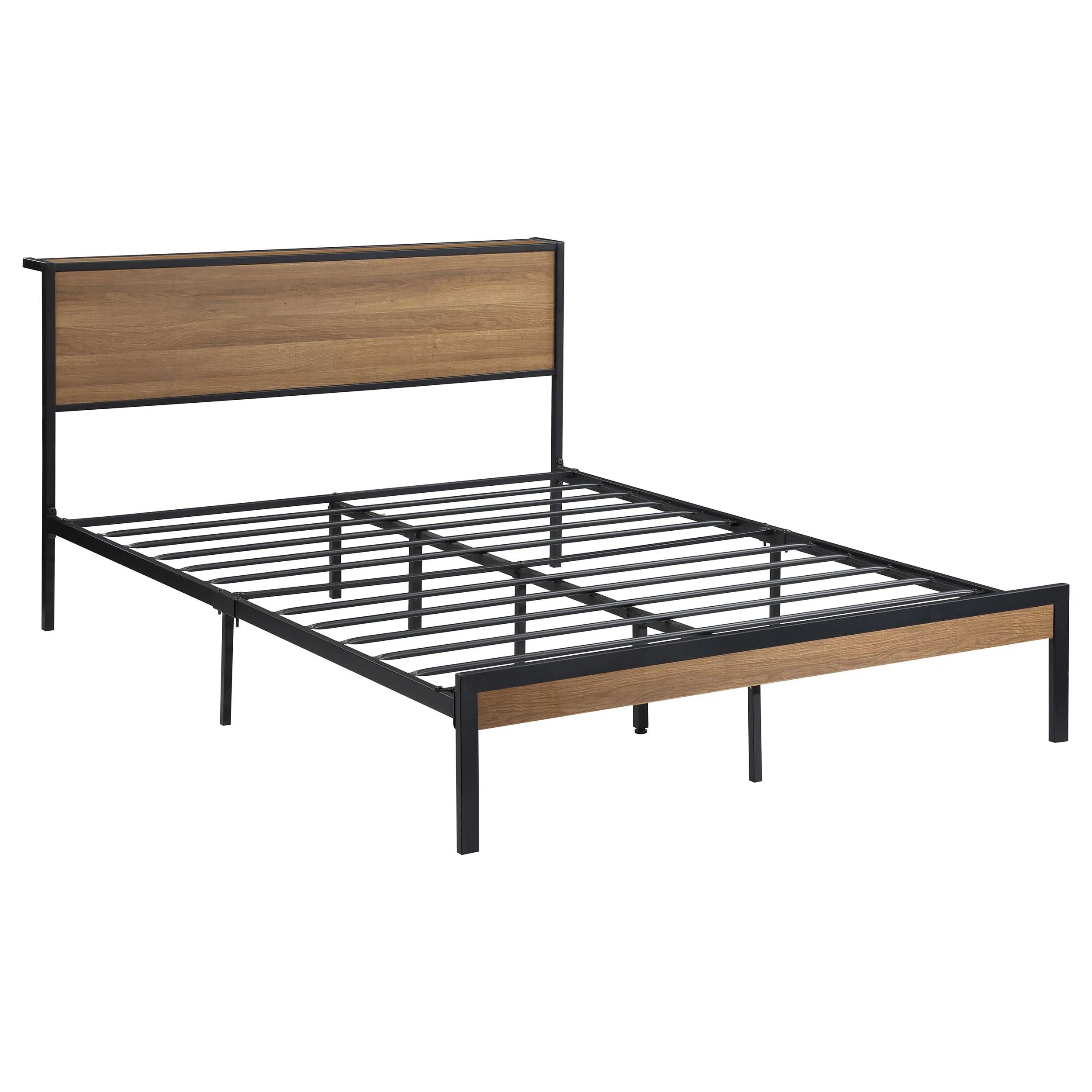 Coaster Furniture Ricky 302144Q Queen Platform Bed - Light Oak/Black