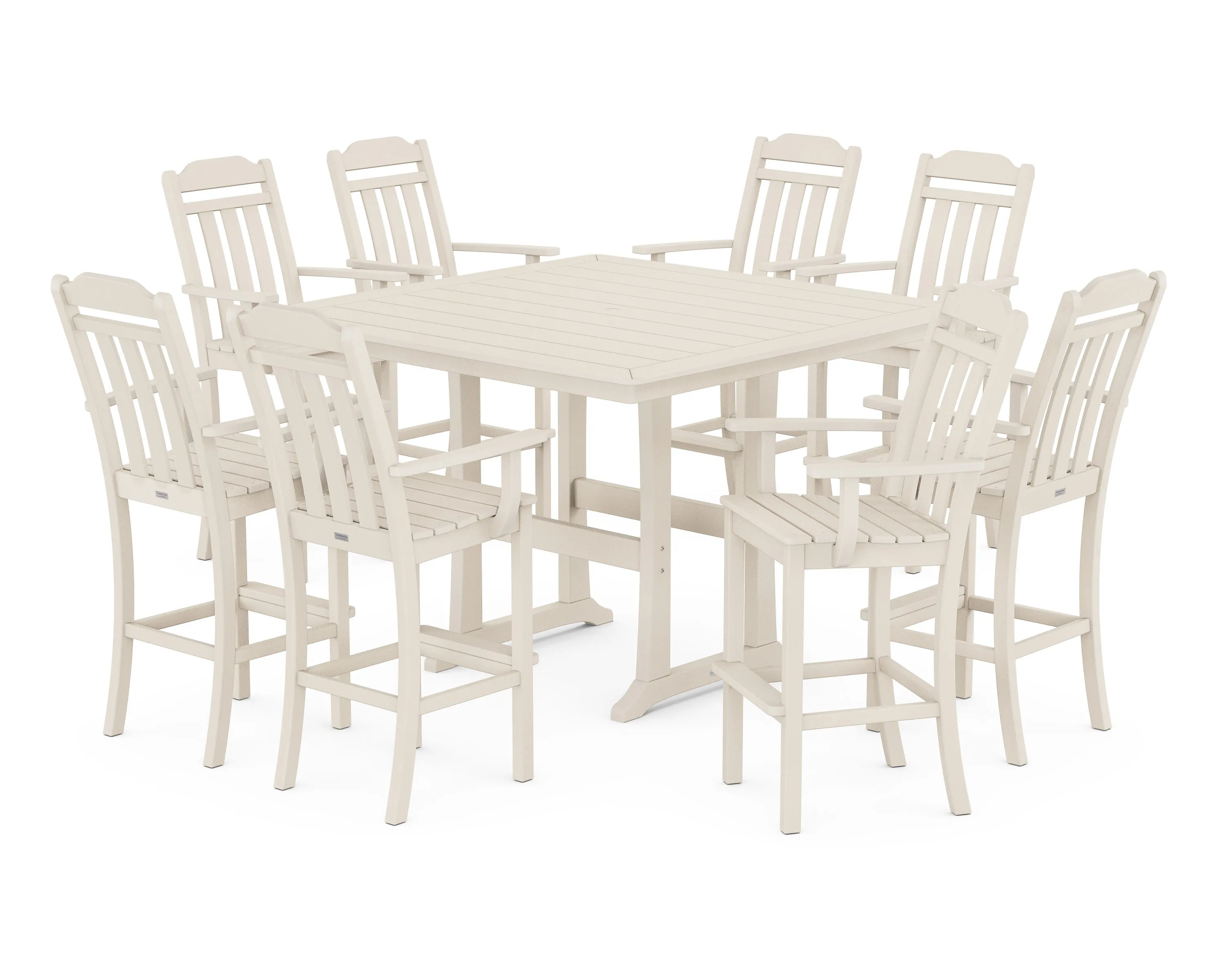 Cottage 9-Piece Bar Set with Trestle Legs