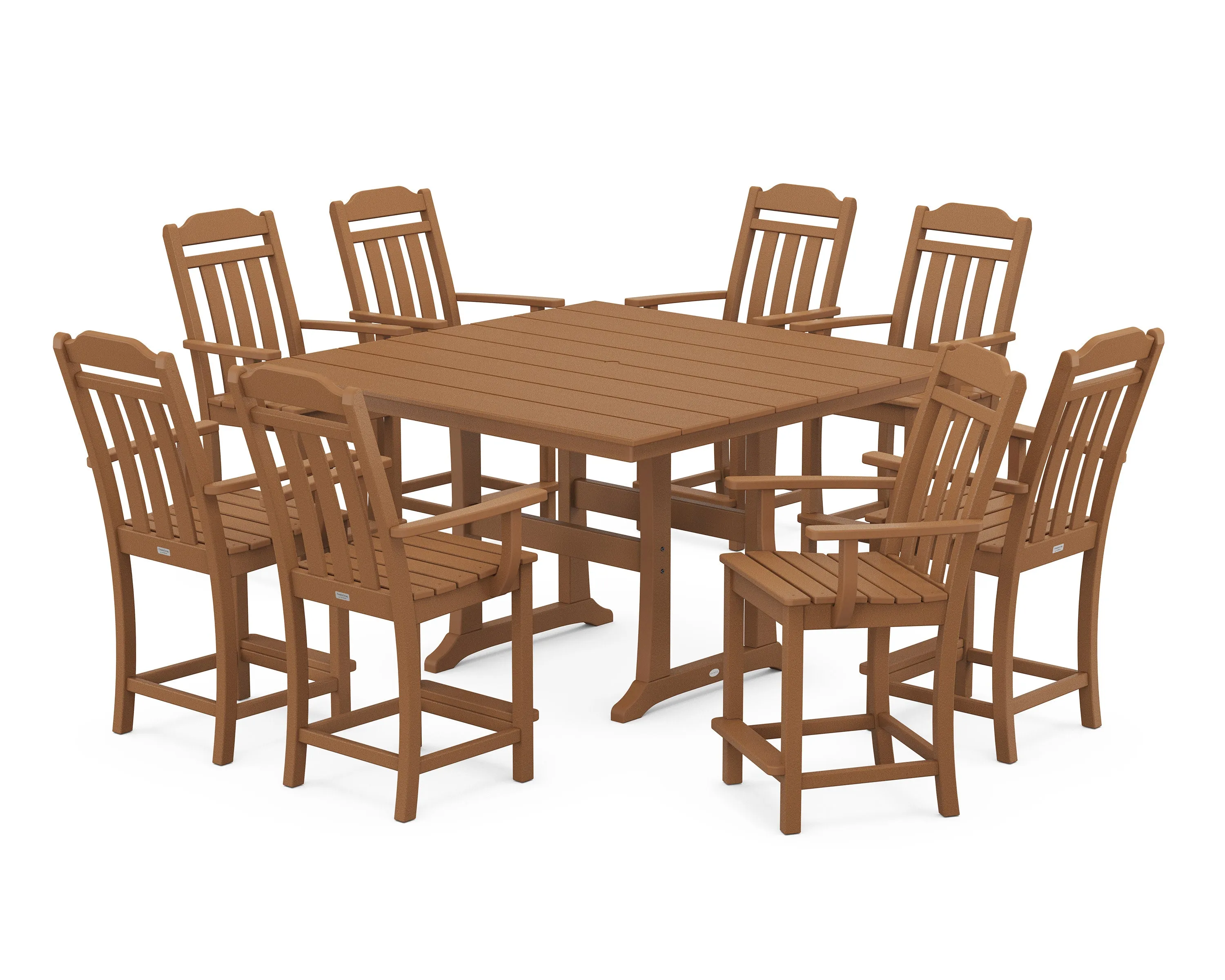 Cottage 9-Piece Square Farmhouse Counter Set with Trestle Legs