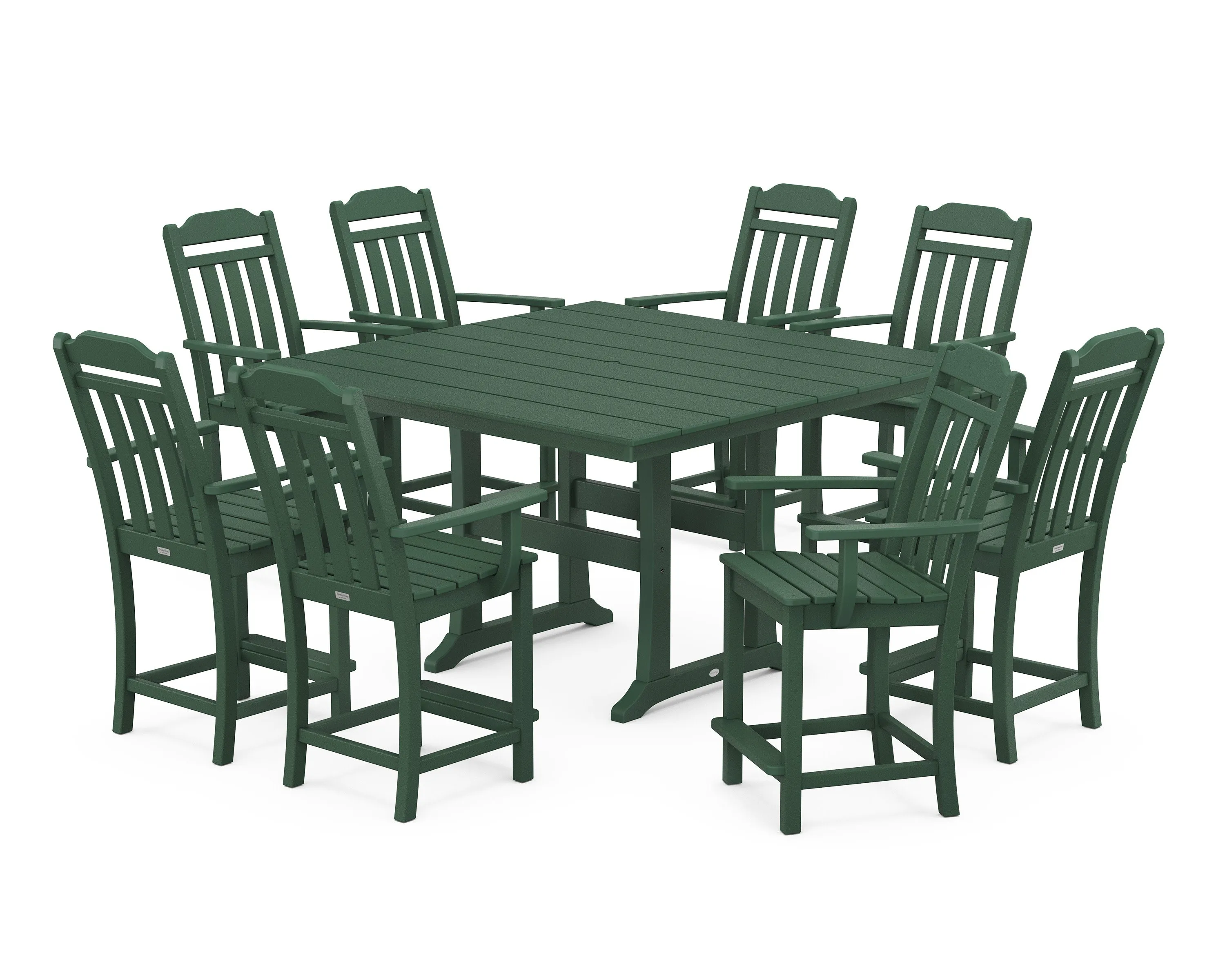 Cottage 9-Piece Square Farmhouse Counter Set with Trestle Legs