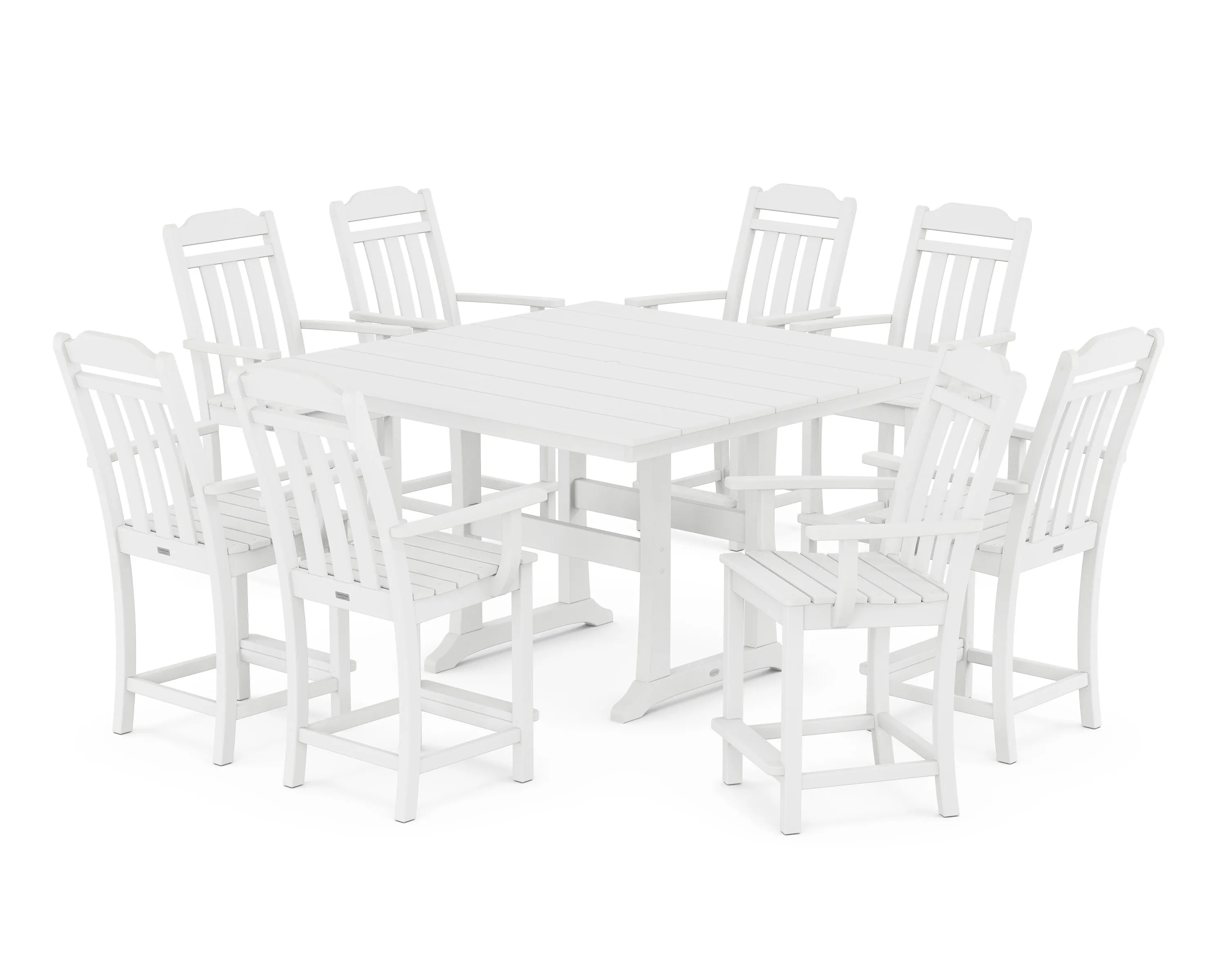 Cottage 9-Piece Square Farmhouse Counter Set with Trestle Legs