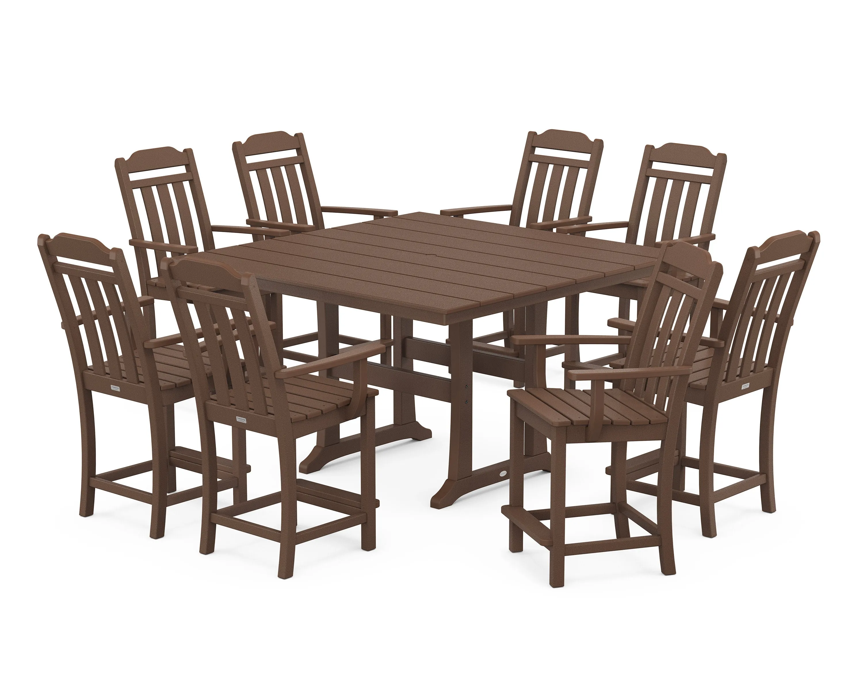 Cottage 9-Piece Square Farmhouse Counter Set with Trestle Legs