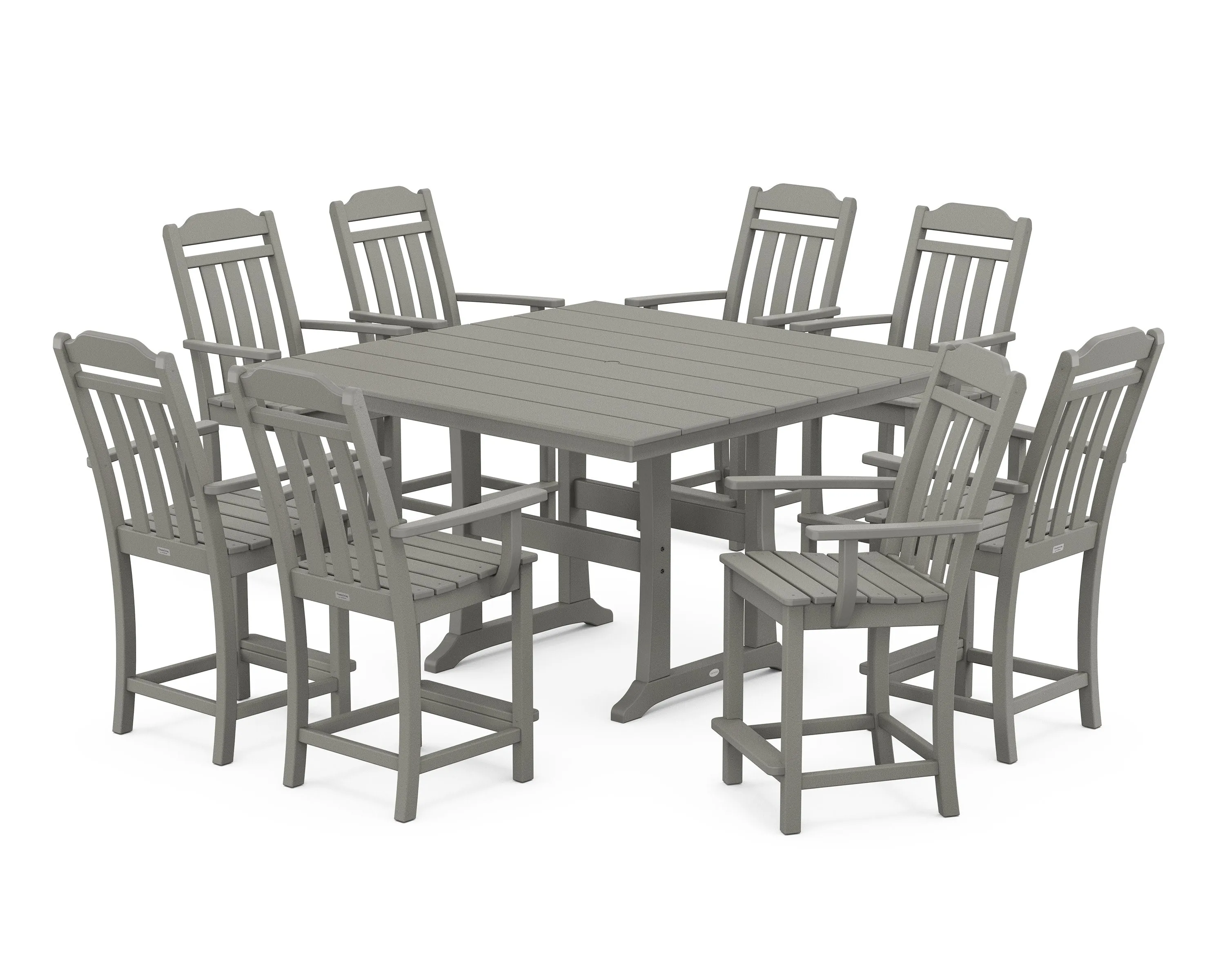 Cottage 9-Piece Square Farmhouse Counter Set with Trestle Legs