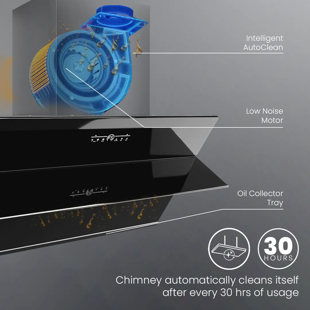 Crompton QuietPro Inverter Motor Inclined 90cm Filterless Chimney