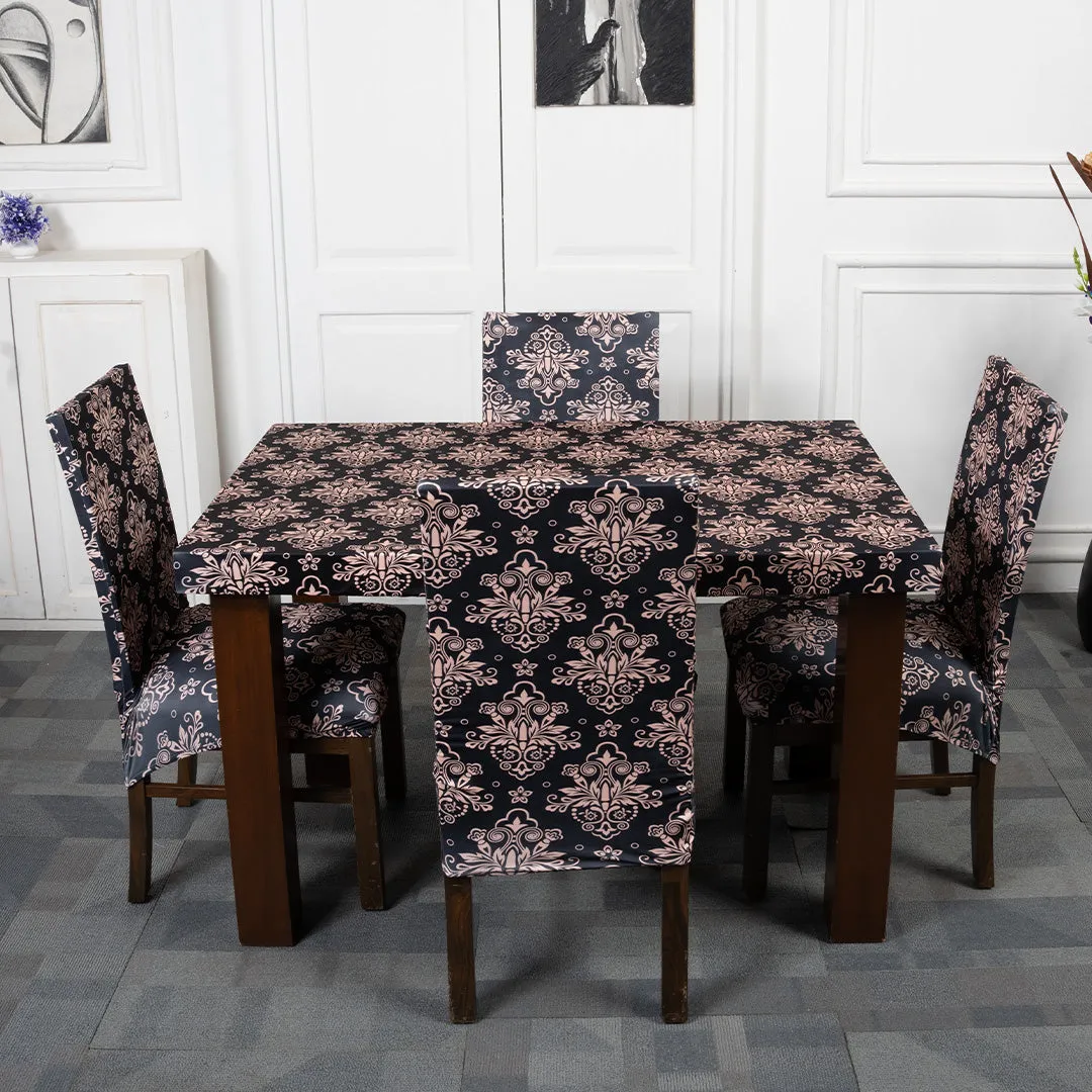DivineTrendz - Beige Black Elastic Chair & Table Covers