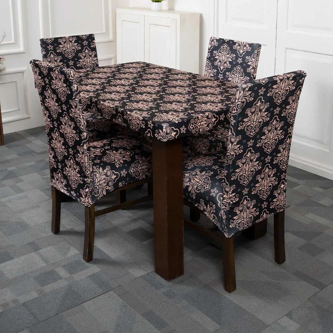 DivineTrendz - Beige Black Elastic Chair & Table Covers