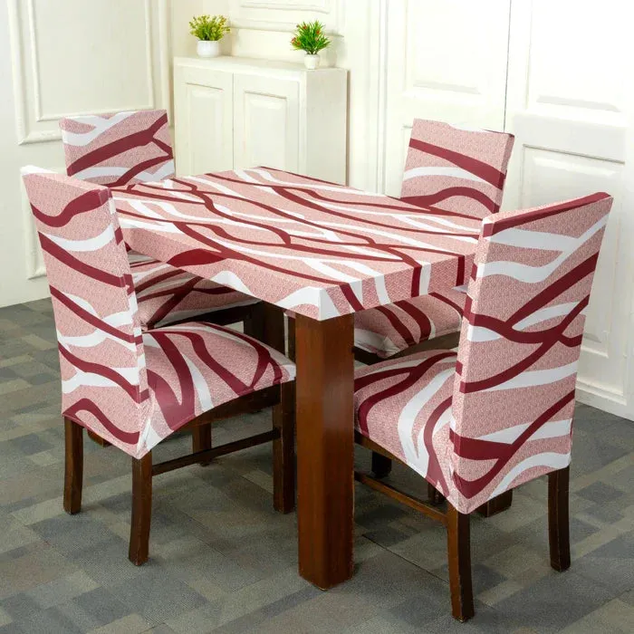 DivineTrendz Exclusive -Brown White Striped Elastic Chair & Table Cover