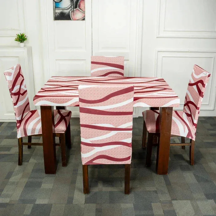 DivineTrendz Exclusive -Brown White Striped Elastic Chair & Table Cover