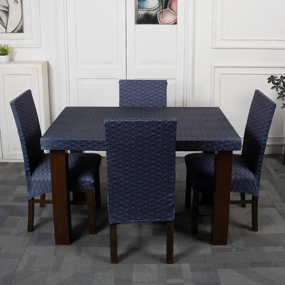 DivineTrendz Exclusive -  Navy Blue Abstract Elastic Chair & Table Cover