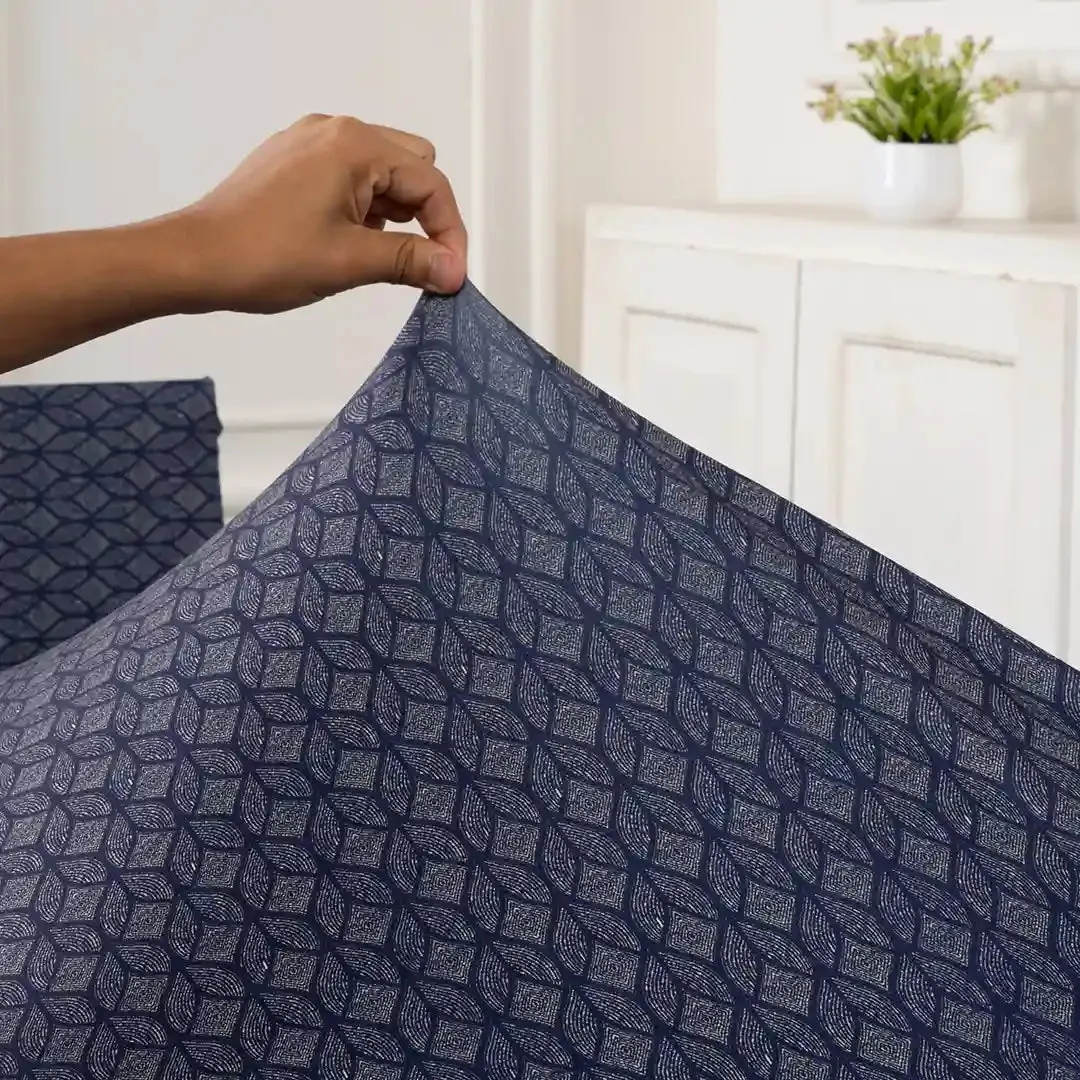 DivineTrendz Exclusive -  Navy Blue Abstract Elastic Chair & Table Cover