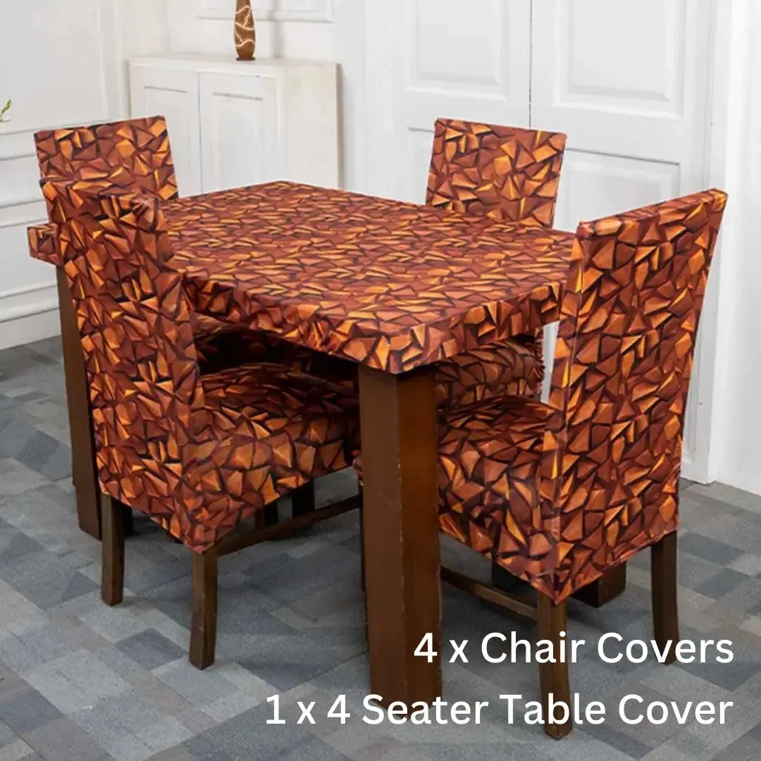 DivineTrendz Exclusive - Wood Smoke Elastic Chair & Table Covers