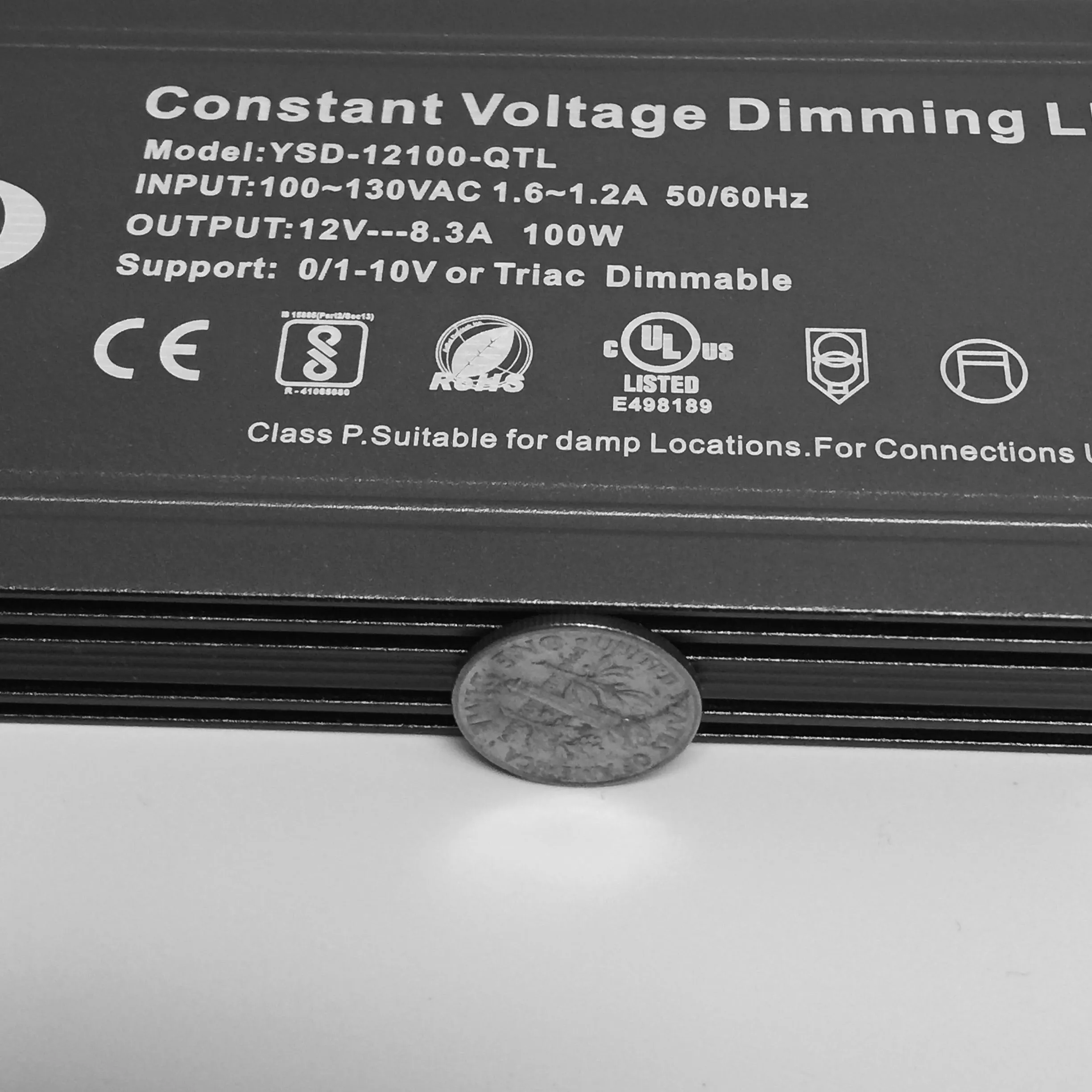 Eikon Ultra Slim UL 12V 100 Watt Constant Voltage Triac Dimmable IP67 Waterproof LED Driver YSD-12100-QTL