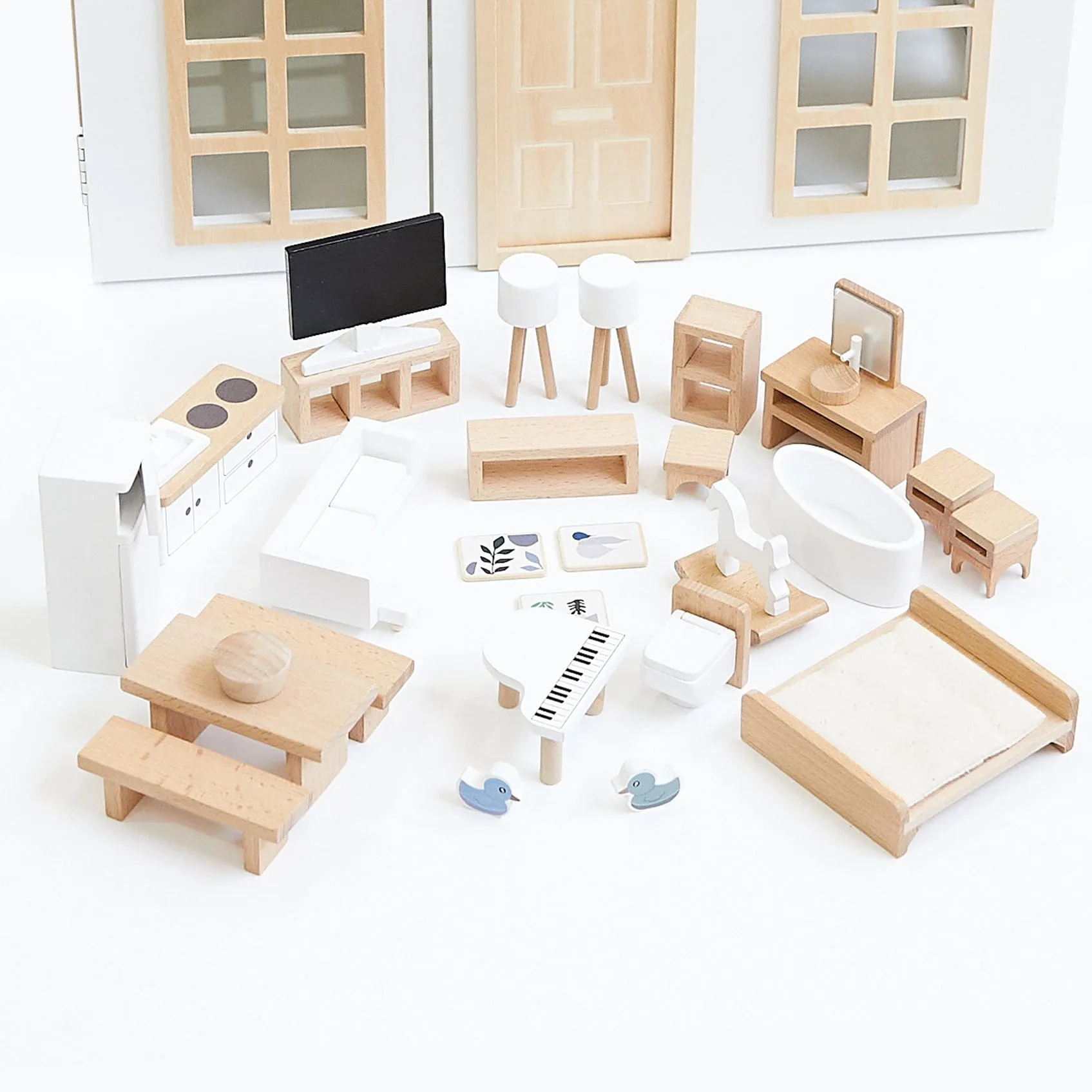 ELSA Doll House with Furniture & Doll Family Set
