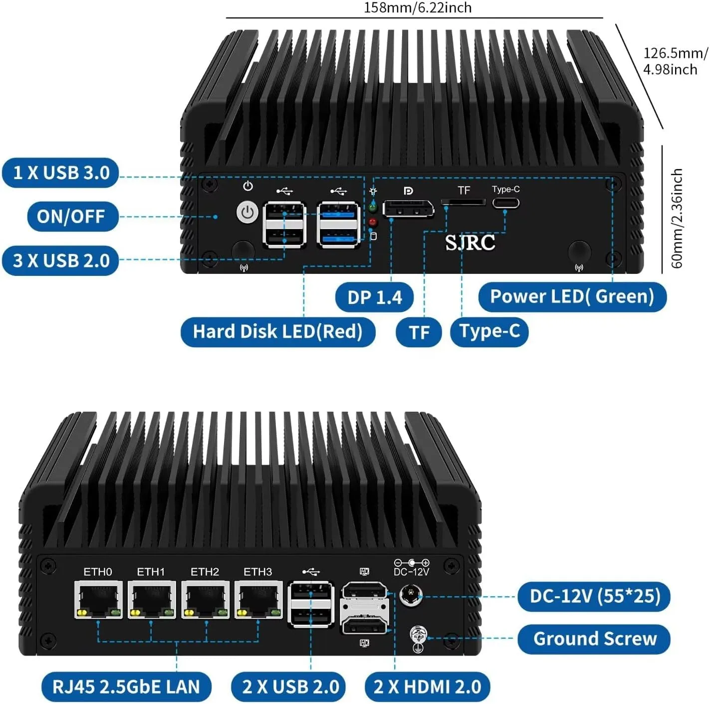 Firewall Mini PC I3 N355 (Up to 3.9Ghz), Fanless Network Appliance with 4 X 2.5Gbe I226-V, Win/Opnsense