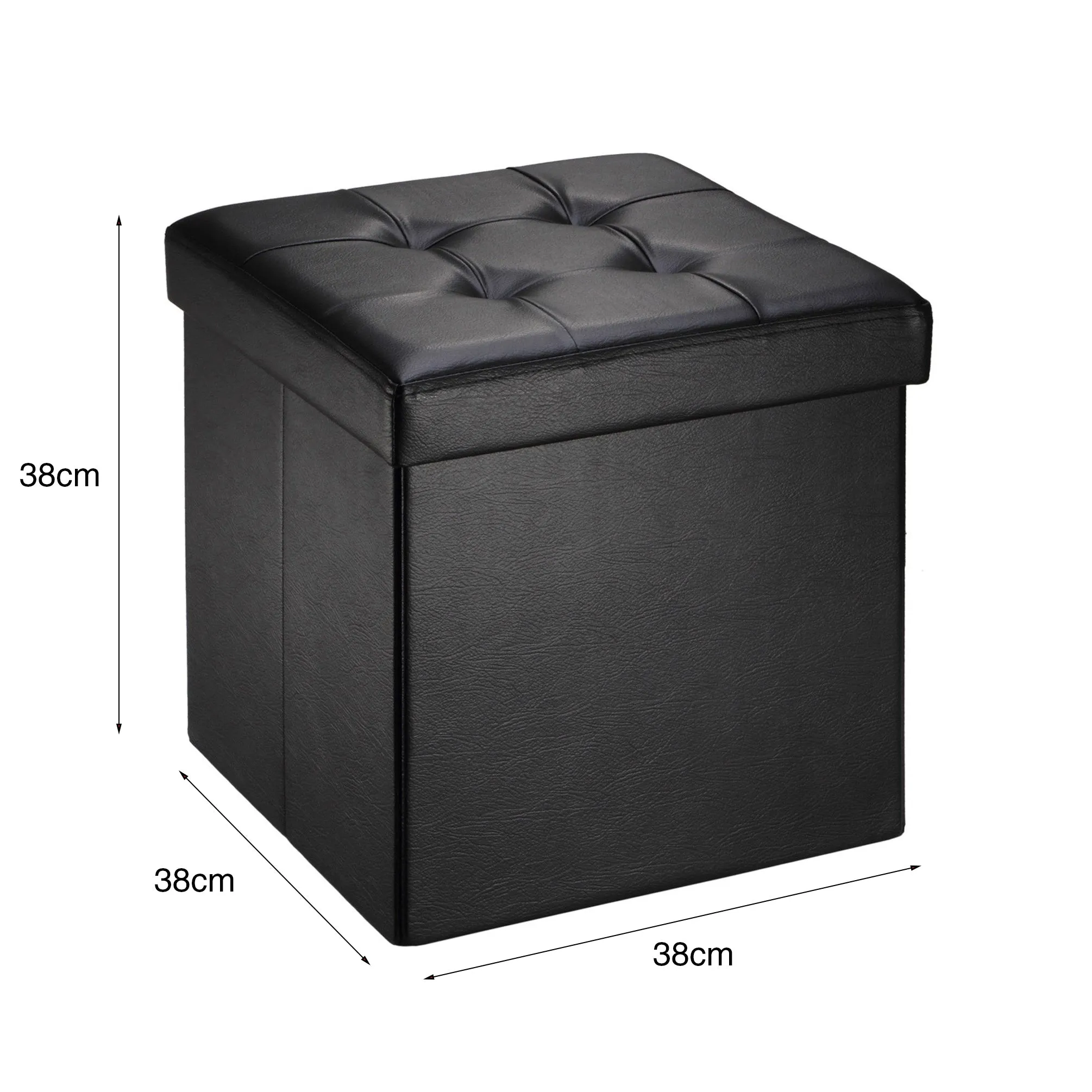 Folding Ottoman Storage Cube Footstool Stool Blanket Box Pouf Faux Leather Linen
