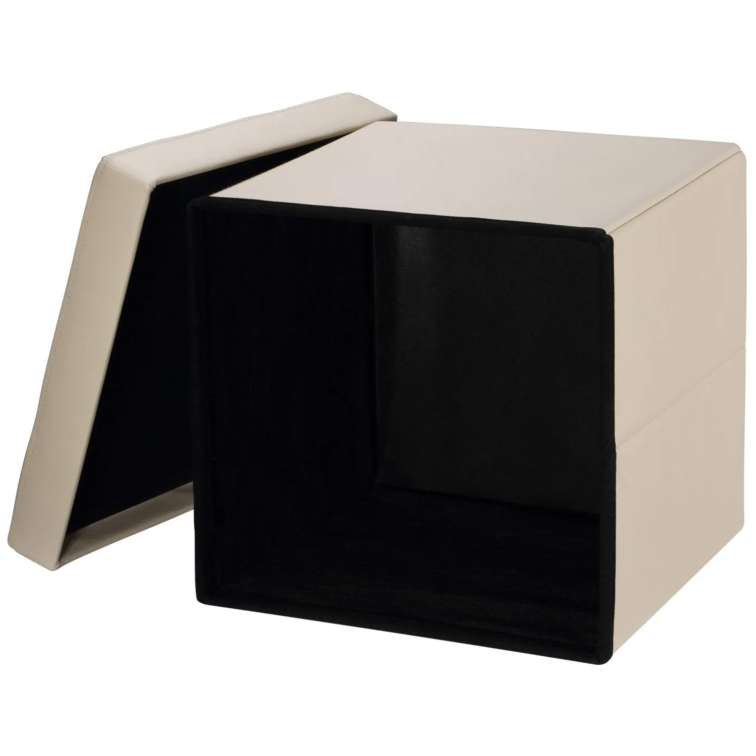 Folding Ottoman Storage Cube Footstool Stool Blanket Box Pouf Faux Leather Linen