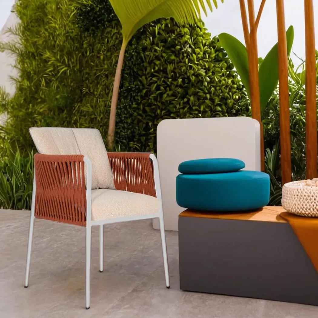 Gymkhana Colori Di Como Outdoor Dining Chair with Seat & Back Cushion, White/Terracotta/Roma Terracotta, 68x62x72 cm