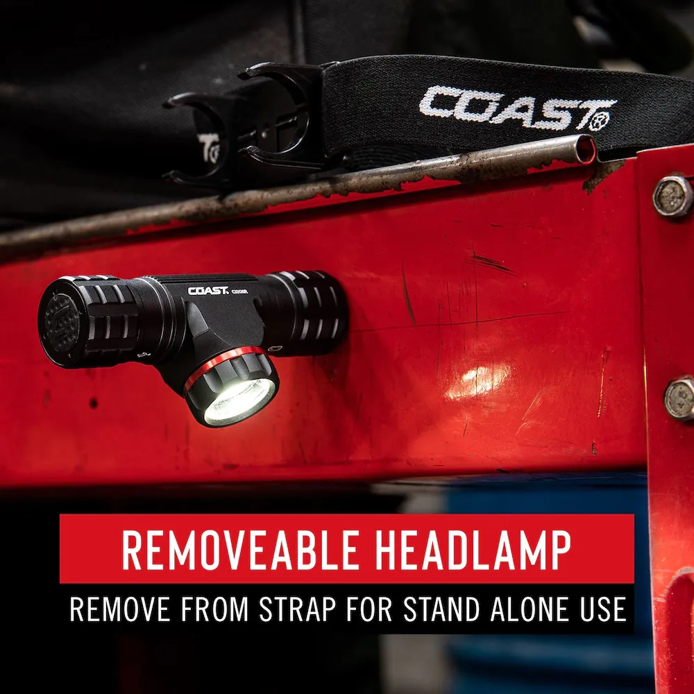 Headlamp - COAST XPH30R 1000 Lumen Rechargeable Dual Power Magnetic LED Headlamp, 30611