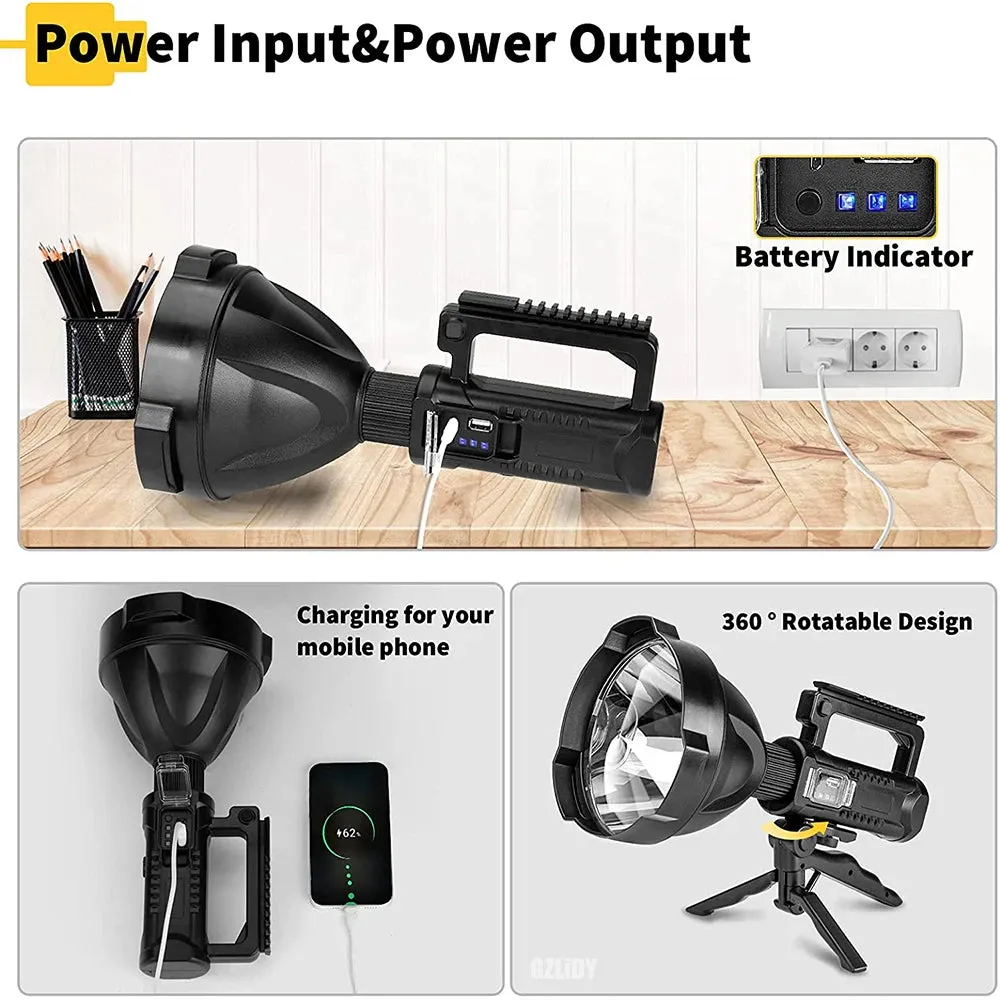 High Power LED Flashlight Powerful XHP70 Torch Waterproof Fishing Lantern USB Rechargeable Spotlight Searchlight Camping Lamp