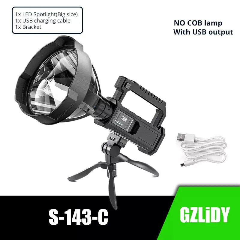 High Power LED Flashlight Powerful XHP70 Torch Waterproof Fishing Lantern USB Rechargeable Spotlight Searchlight Camping Lamp