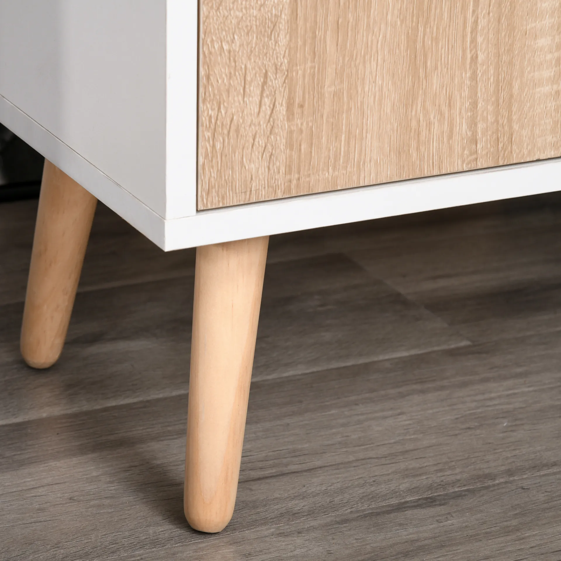 HOMCOM Sideboard Storage Cabinet with Drawer - Scandinavian Style for Bedroom, Living Room, Home Office - Natural Finish