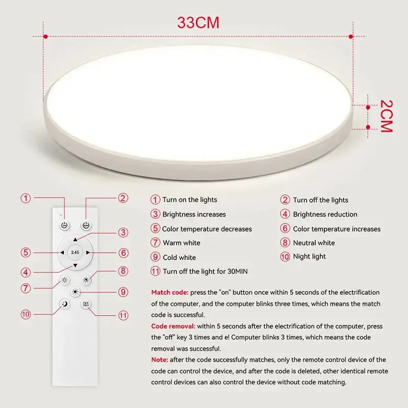 Housing Led Ceiling Lamp Home Ultra Bright for Living Room Dimmable LED Panel Lamp for Bedroom Kitchen Corridor Ceil Lighting