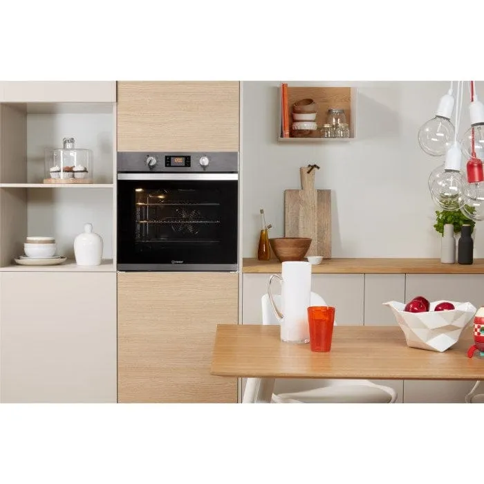 Indesit IFW3841PIX Multifunction Electric Built-in Single Oven With Pyrolytic Cleaning - Stainless Steel