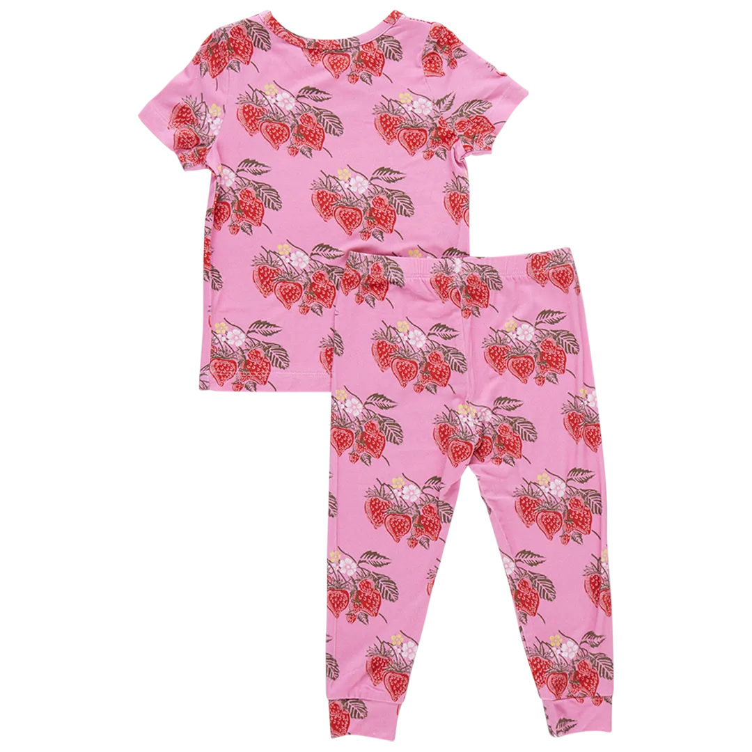 Kids Bamboo PJ Set - Pink Wild Strawberries