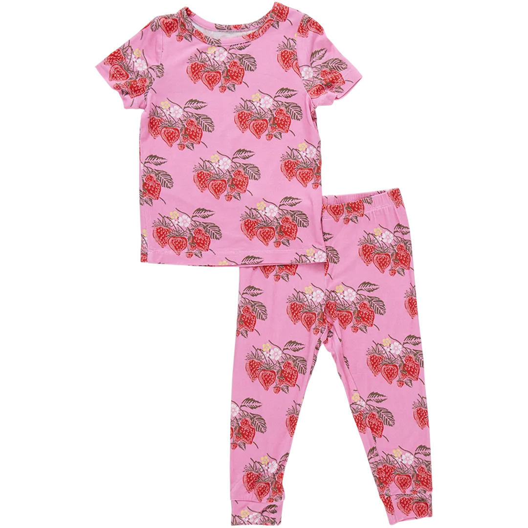 Kids Bamboo PJ Set - Pink Wild Strawberries