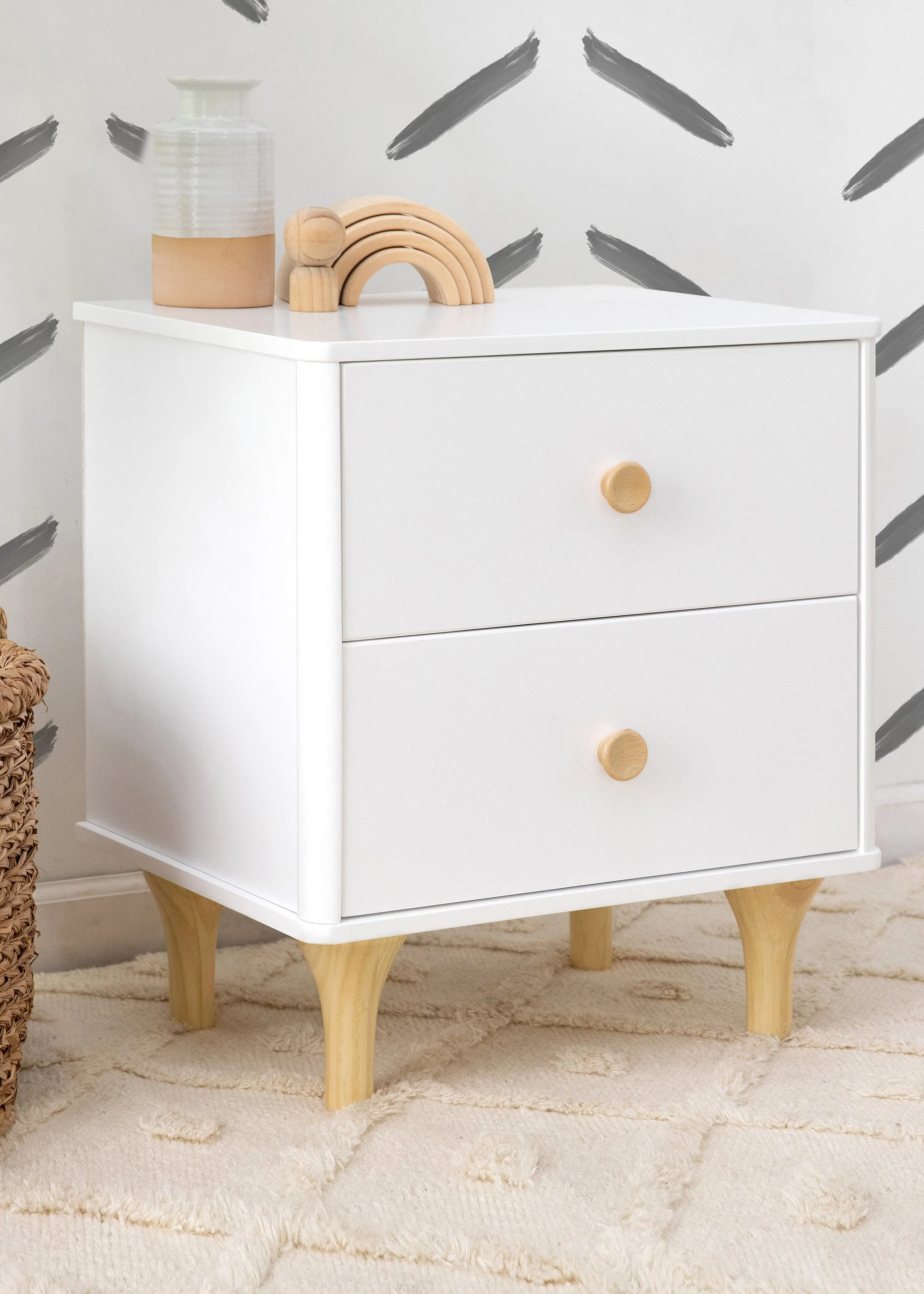 LOLLY NIGHTSTAND WITH USB PORT - WHITE/WASHED NATURAL