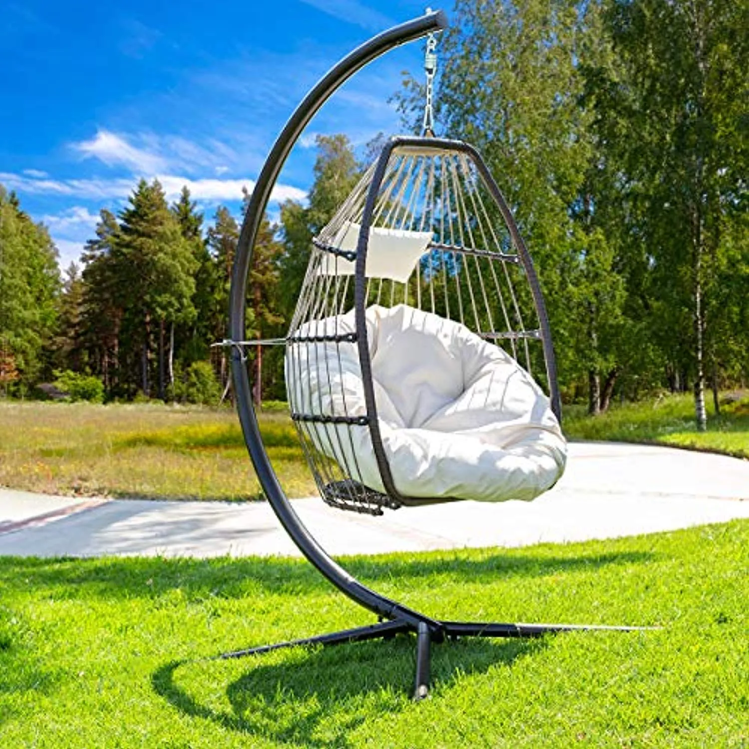 Luxury Wicker Hanging Chair - Swing Patio Egg Chair UV Resistant
