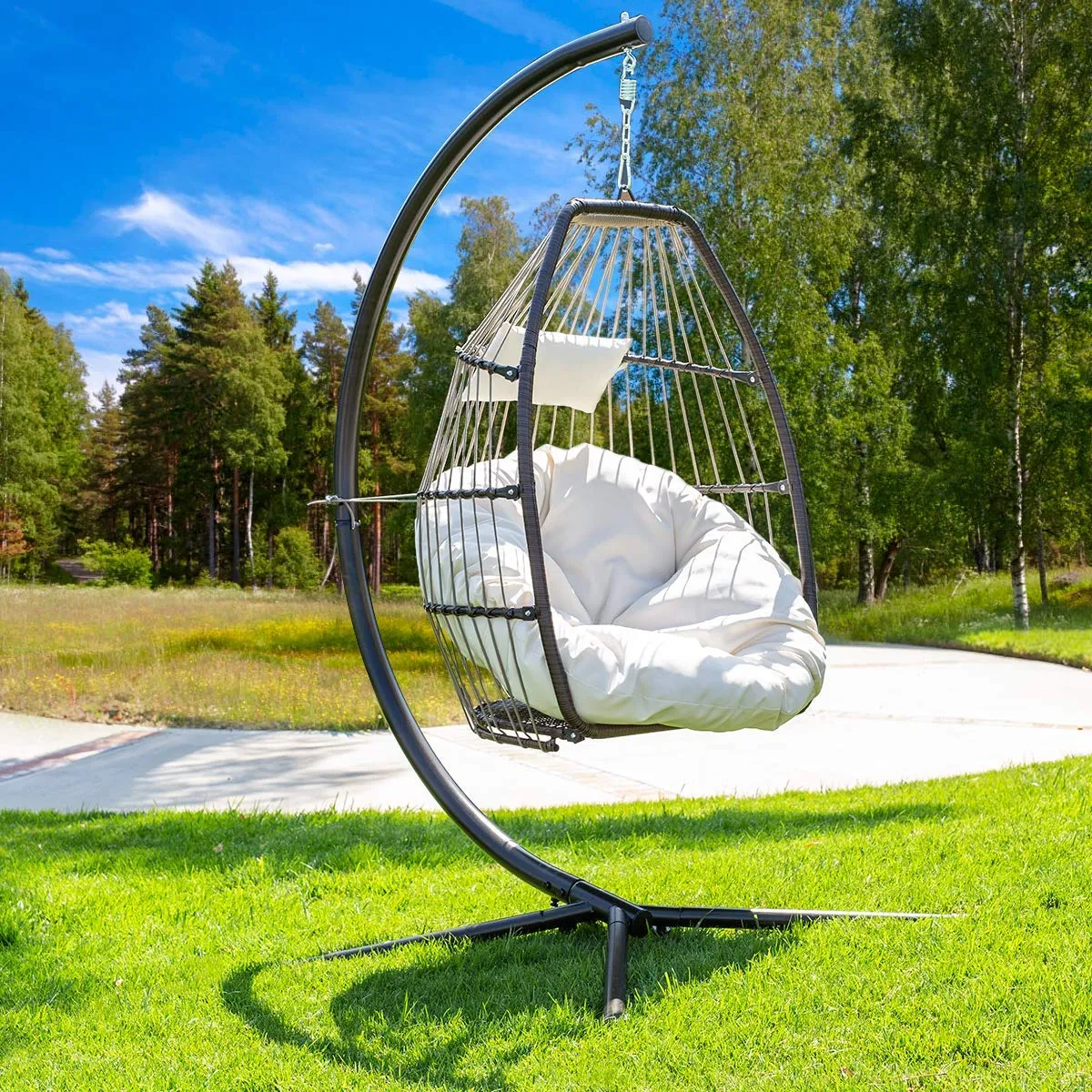 Luxury Wicker Hanging Chair - Swing Patio Egg Chair UV Resistant