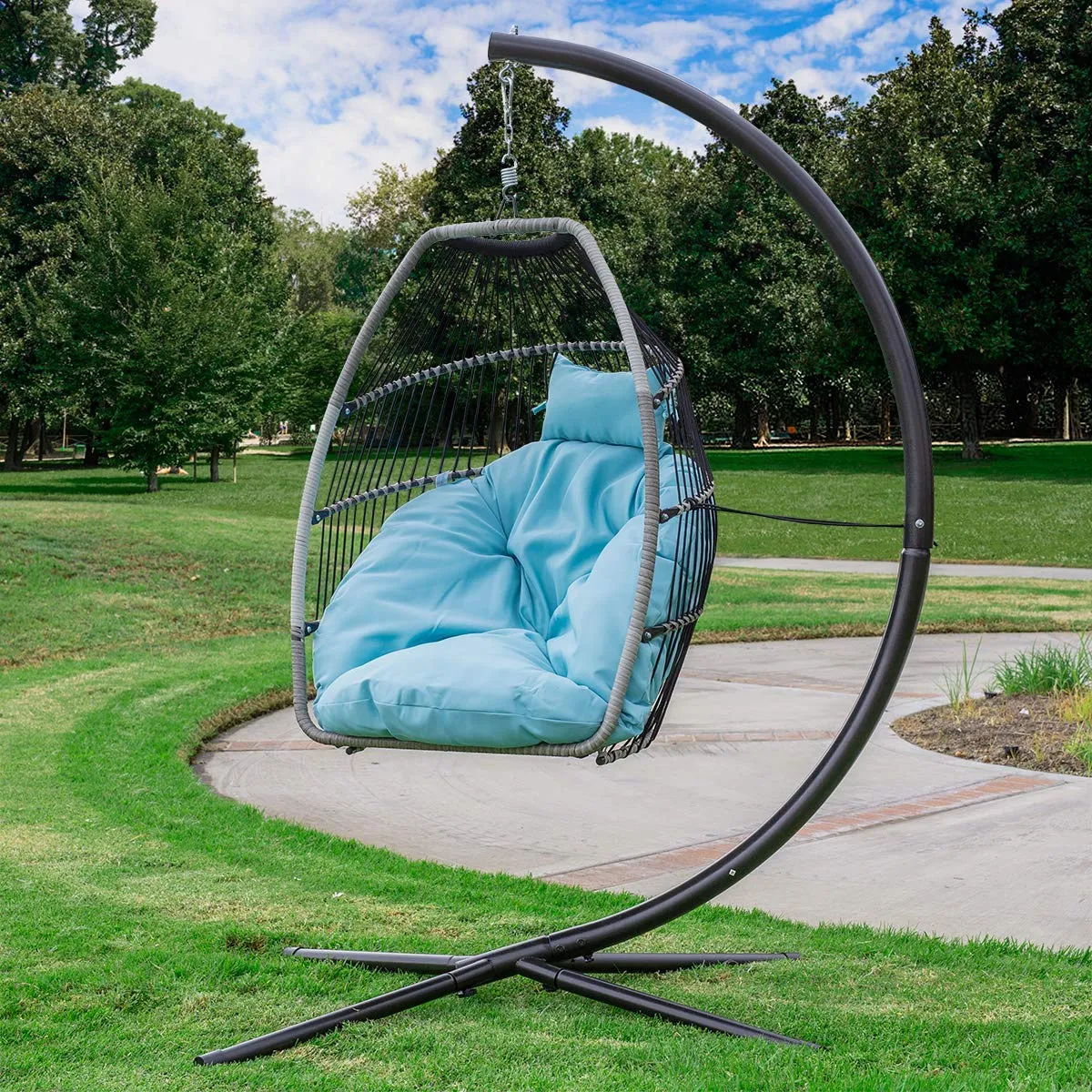 Luxury Wicker Hanging Chair - Swing Patio Egg Chair UV Resistant