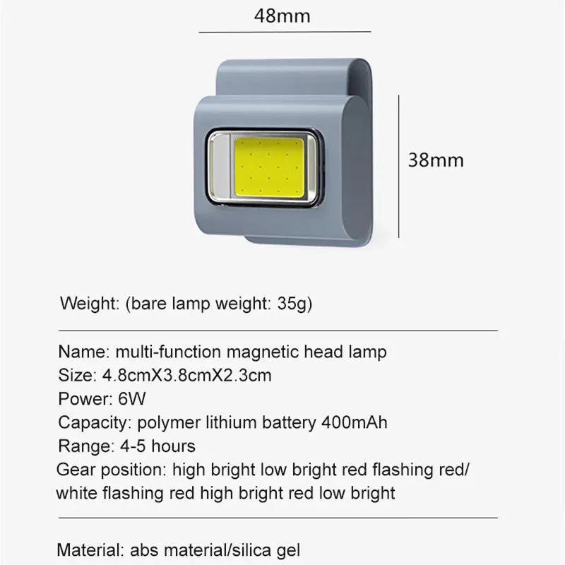 Multifunctional LED Portable Light With Magnetic Charging Light Clothes Clip Running Light Silicone Work Strong Light Headlamp