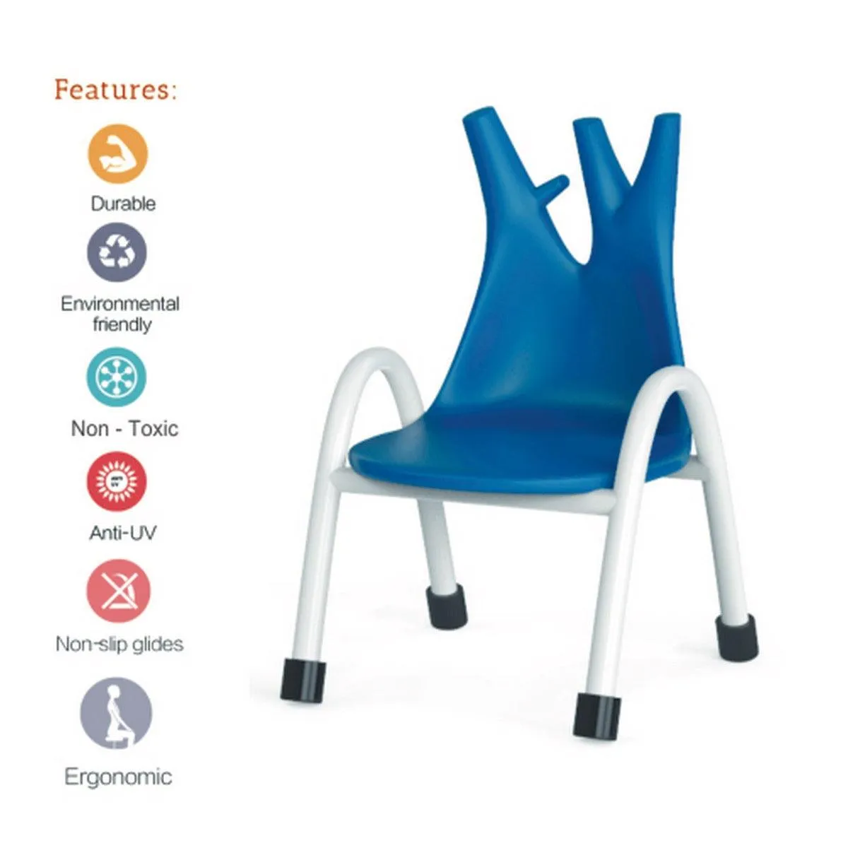 Ok Play Trunk Chair, Study Chair, Sturdy And Durable Chair, Plastic Chair, Perfect For Home, Creches And School, Blue, 5 to 10 Years, Height 10 Inches