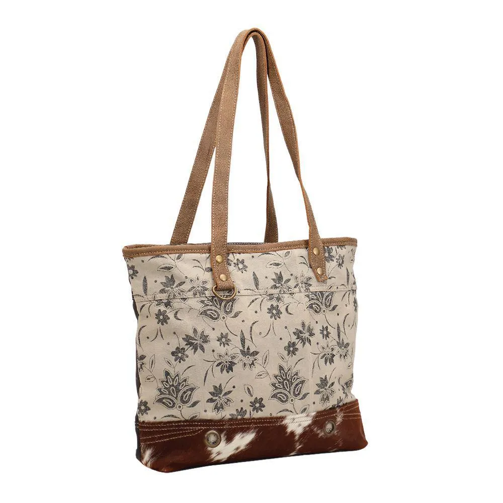 Petal Print Canvas Tote Bag