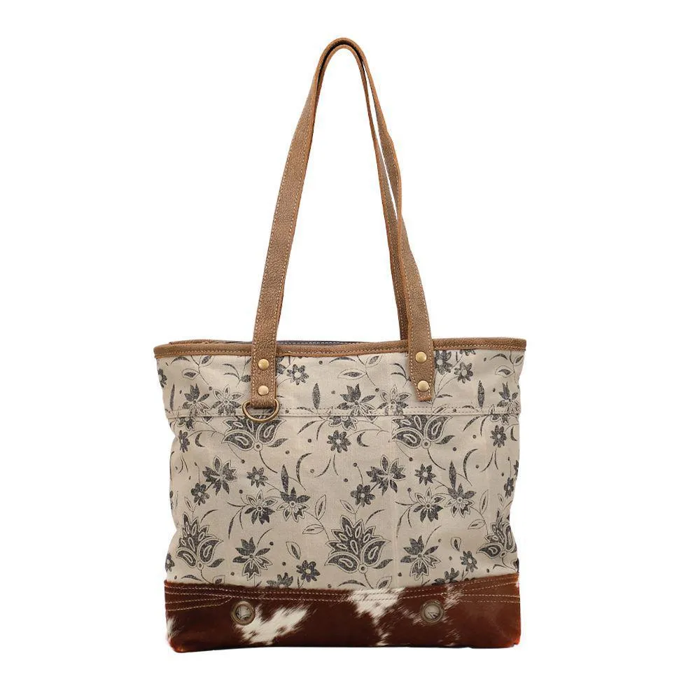 Petal Print Canvas Tote Bag